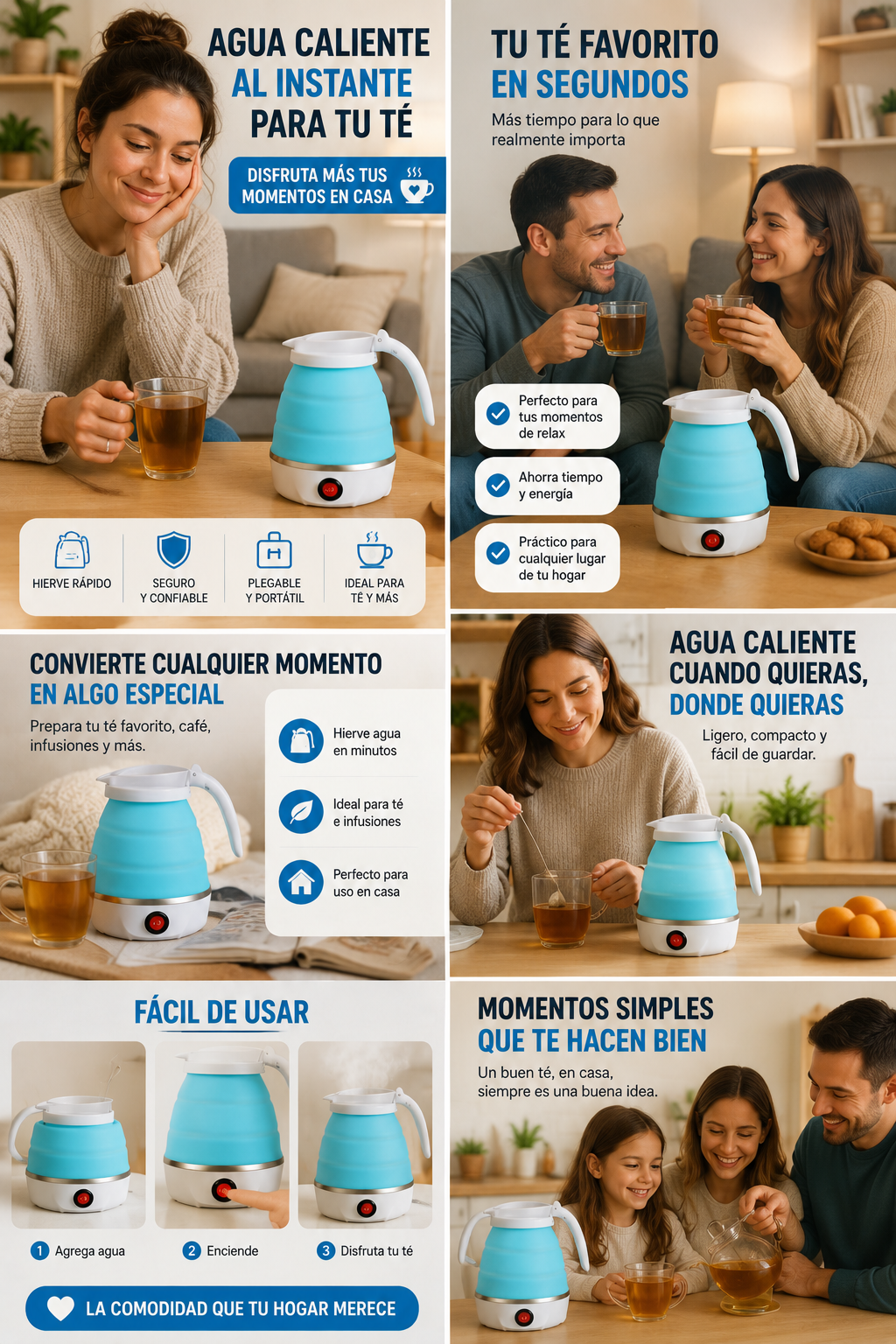 Hervidor Eléctrico Plegable Portátil 600ml