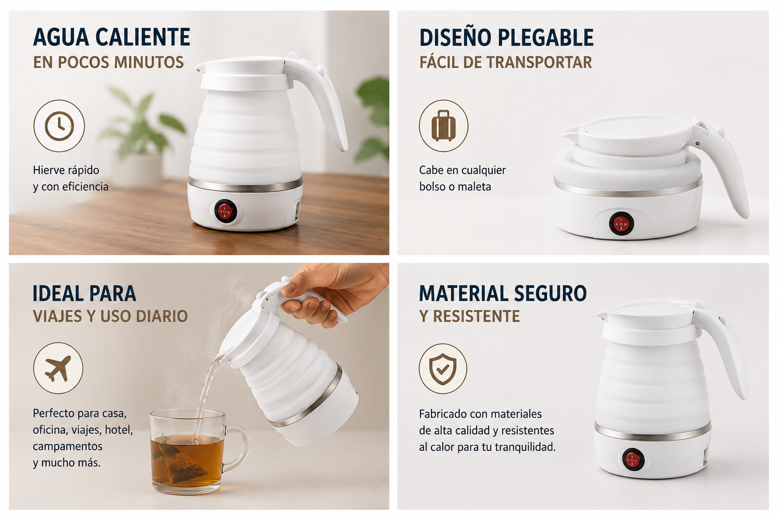 Hervidor Eléctrico Plegable Portátil 600ml