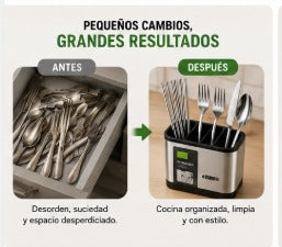 Organizador de Cubiertos Premium Acero Inoxidable 🍴✨